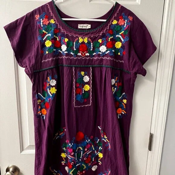 YZXDORWJ Women Mexican Embroidered Dress - Picture 1 of 4